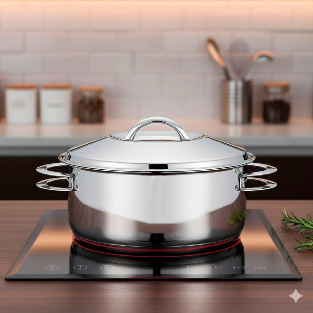 Kit Caçarola Aço Inox Solar 4,7 Litros PIT 1 + Jogo de Utensílios 6 Peças Verano Ônix  - Tramontina