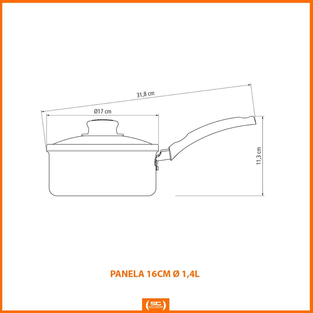 Panela Turim Alumínio Chumbo Antiaderente 1,4l + Cojunto Ipanema 24pc + Tábua e Facas - Tramontina