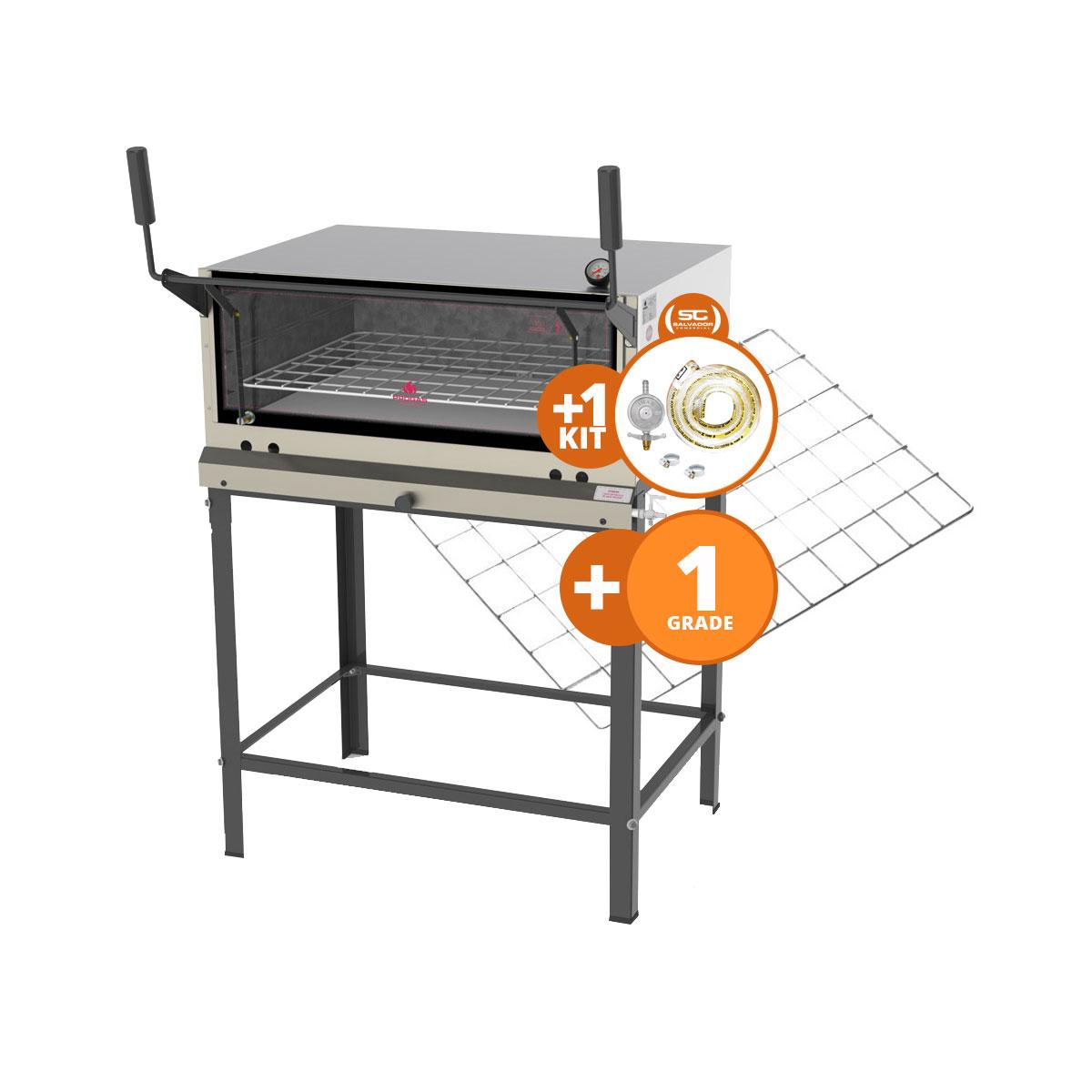 Kit - Forno Assador Refratário Gás Prp-860 + Grade Extra + Kit Gás 1kg - Progás