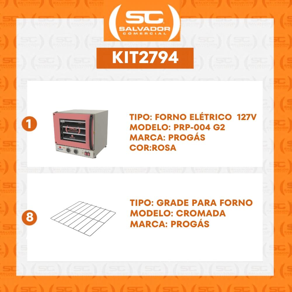 Kit Forno Turbo Elétrico Profissional Analogico Prp-004 G2 127v Rosa + 8 Grades - Progás