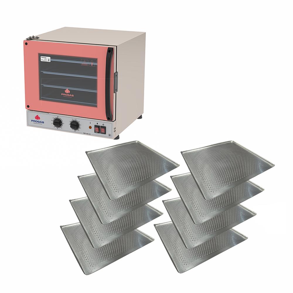Kit Forno Turbo Elétrico PRP-004 G2 127V Rosa Progás + 8 Assadeiras Cimapi