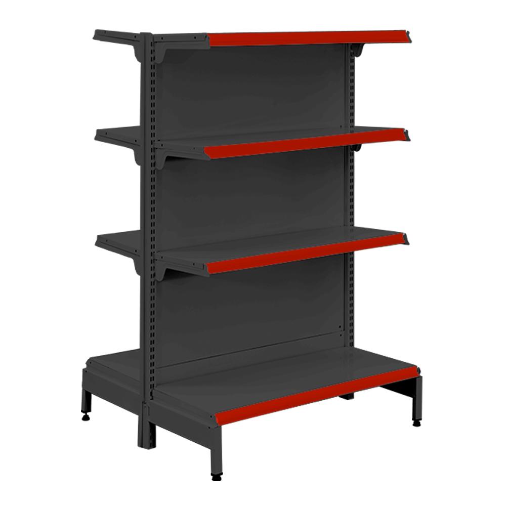 Gôndola Prateleira Preta New Plus 1,40 Central Inicial GCI - Sa Gôndolas Porta Etiquetas Vermelho