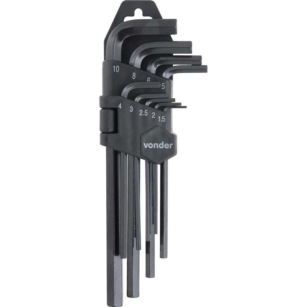 Jogo de Chaves Hexagonais Allen Curta 1,5mm a 10mm 9 Peças - Vonder 3573001510
