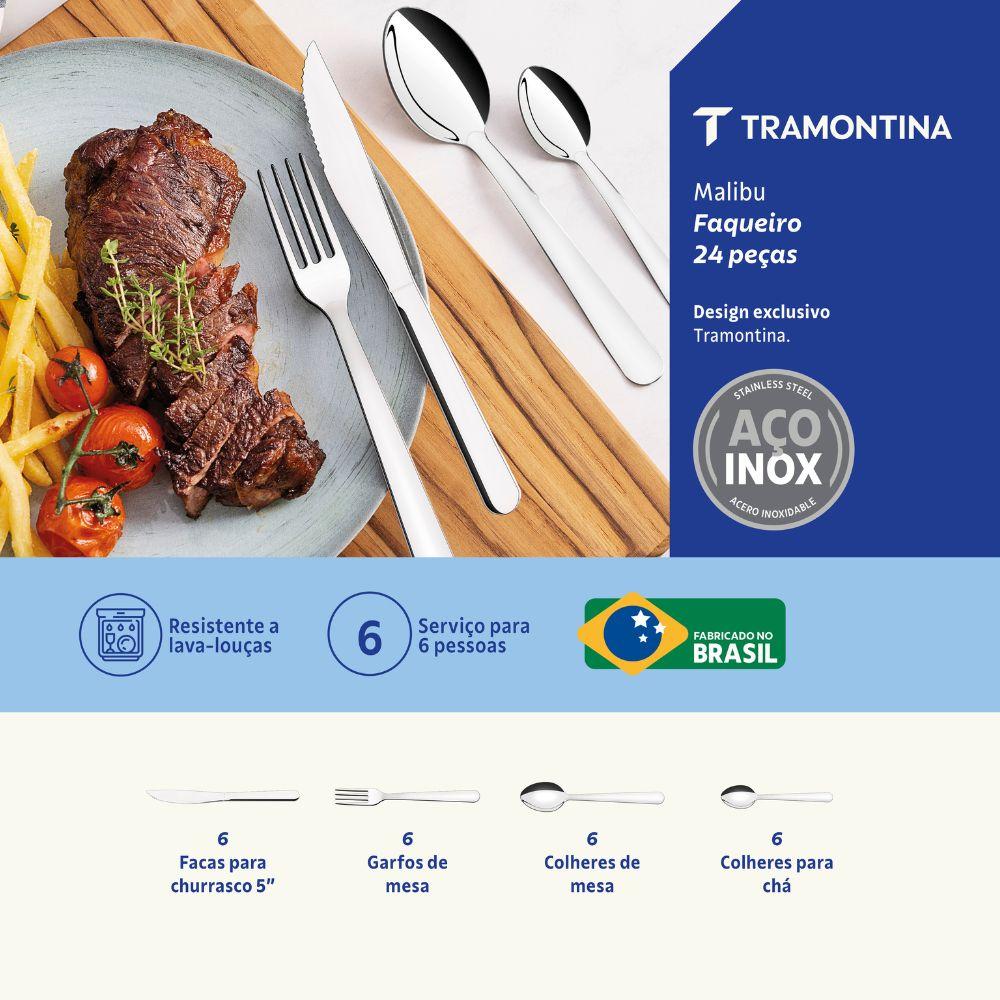 Faqueiro Malibu em Aço Inox 24 Peças - Tramontina 23798046