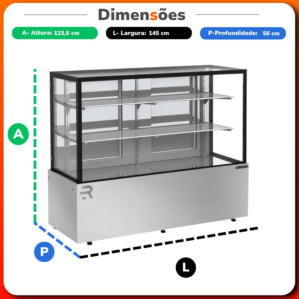 Confeitaria Vanguard Top Refrigerada 145cm ar Forçado 3 a 10ºc CVTR 1450 Total Inox 220v - Refrimate