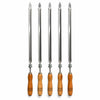 Conjunto de 5 Espetos Giratorios Simples Com Cabo de Madeira