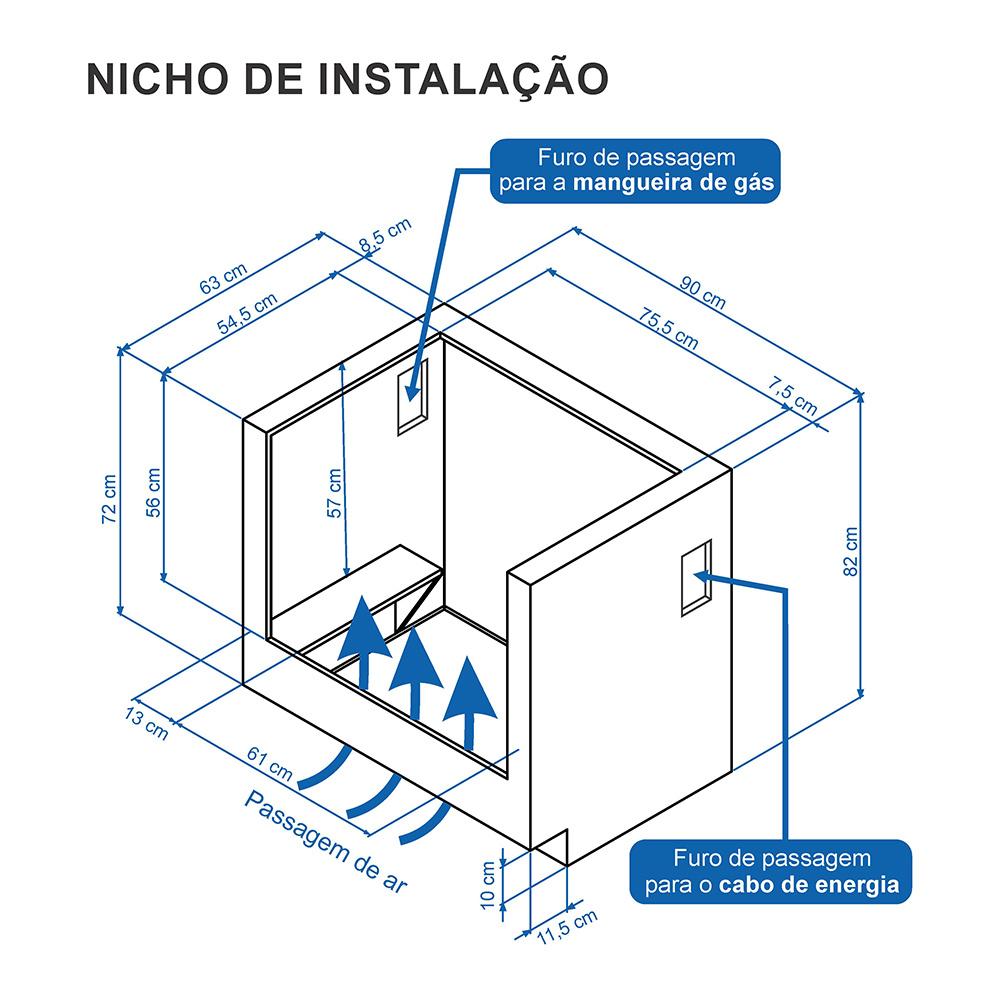 Fogão de Embutir 5 Bocas Picasso Line Preto Fosco Gás GLP Com Forno PCEL560 - Venax 30260