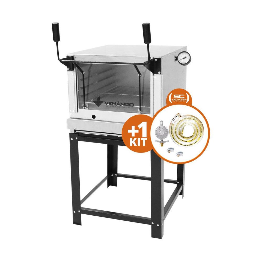 Kit Forno De Lastro a Gás Refratário Roma Inox FIRI60 + Kit Gás - Venâncio