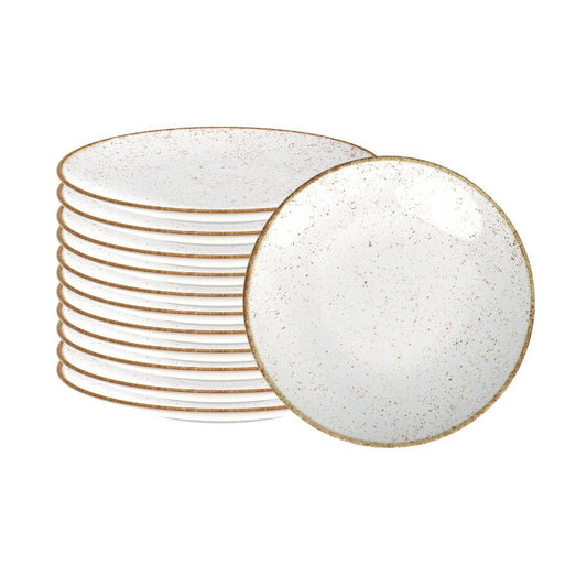 Conjunto de 12 Pratos Sobremesa Rústico Marrom em Porcelana Decorada 21 cm - Tramontina 96980010