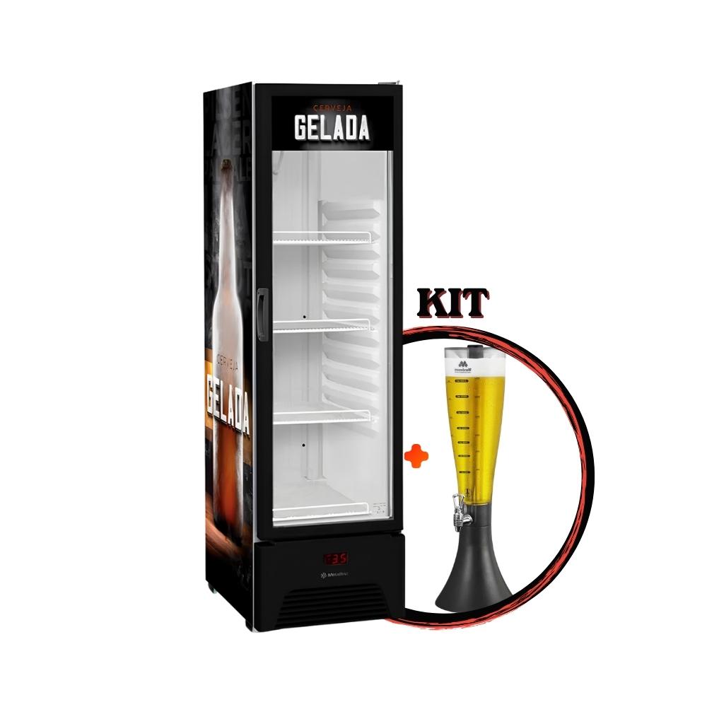 Cervejeira Expositora Porta Vidro 287L VN28RP Optima Gelada 220V Metalfrio Com Chopeira 3,5L