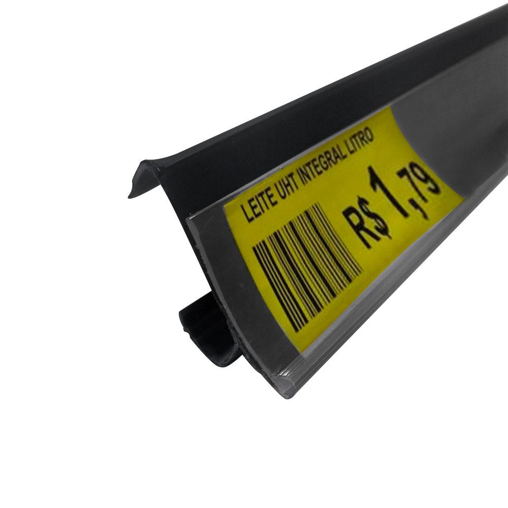 Kit - 10 Porta Etiqueta Simples Preto Com Acrílico Para Gôndolas New Plus/plus - Sa Gôndolas