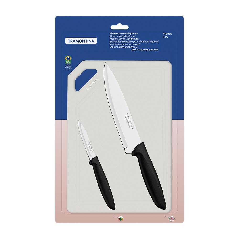 2 Panelas Turim Alumínio Antiaderente 1,4l + Conjunto de Utensílios  + Tábua e Facas Tramontina