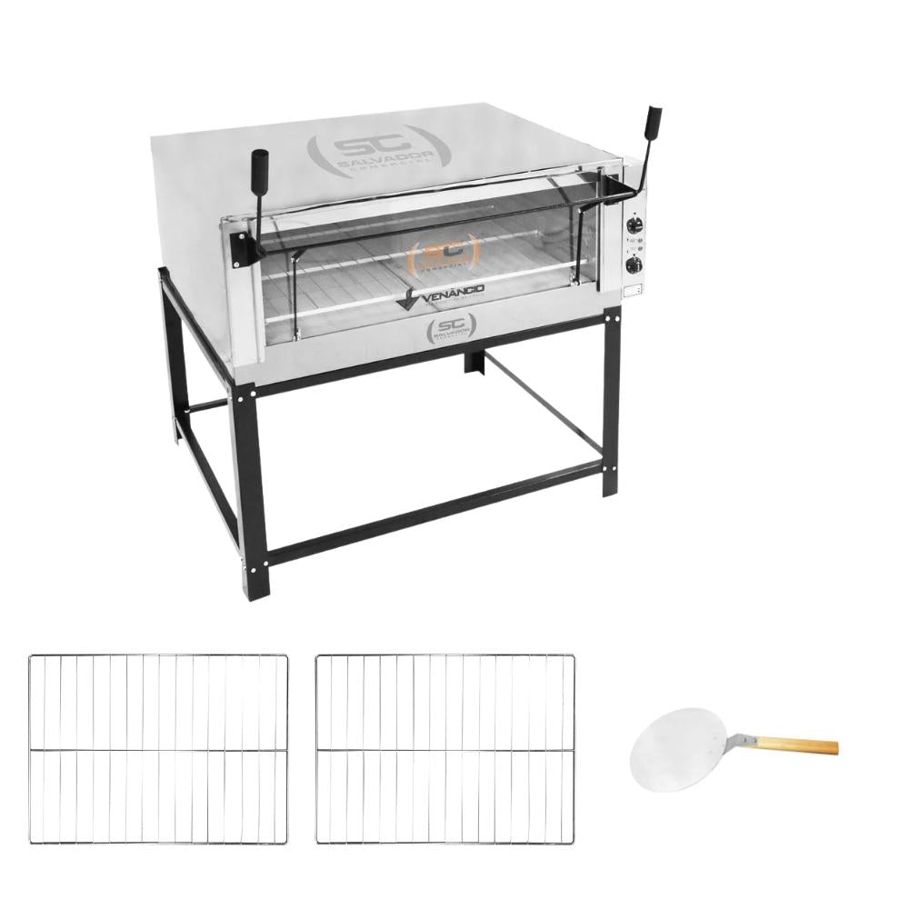 Forno Elétrico Industrial Refratária Roma Inox Feri110 220v + 2 Grades Extra + pá Pizza - Venâncio