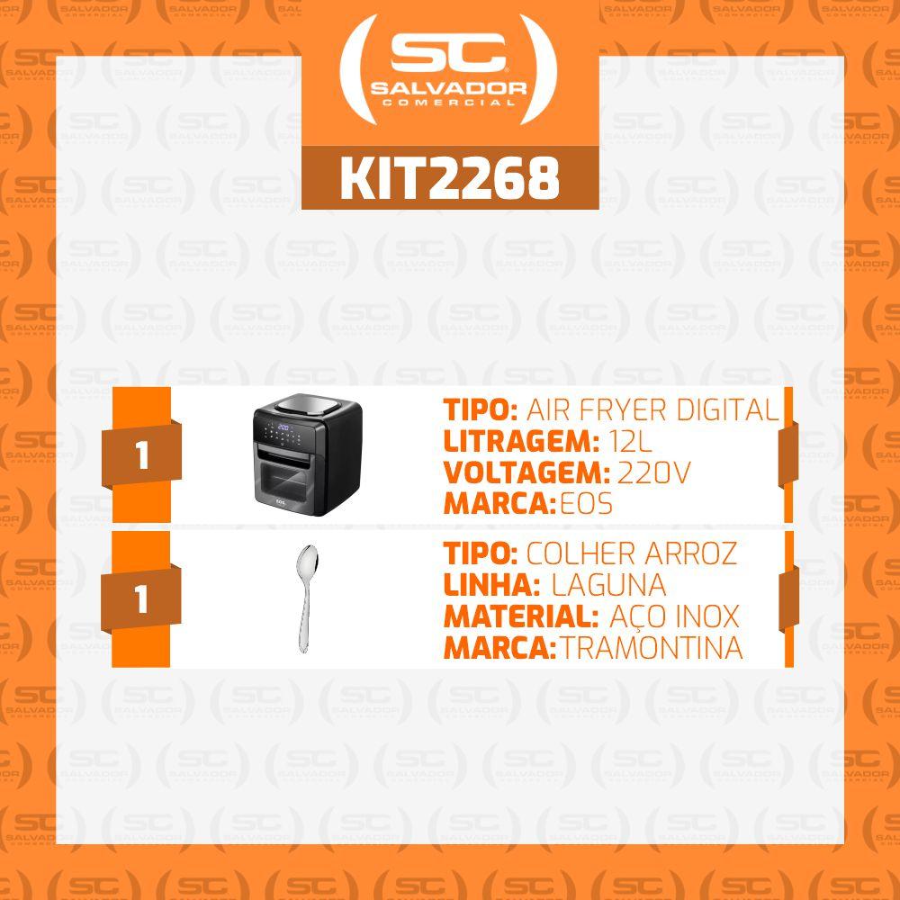 Kit Air Fryer Fritadeira Digital EAF12T 220V EOS + Colher Para Arroz Laguna Tramontina