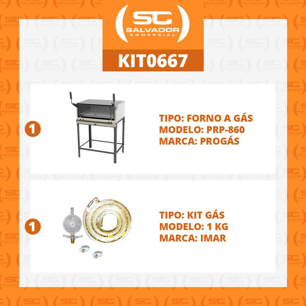 Kit Forno De Lastro a Gás Refratário PRP-860 + Kit Gás 1kg - Progás