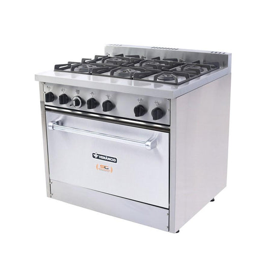 Fogão Inox Profissional Dom Bidone Com Forno FDB6F 6 Bocas - Venâncio