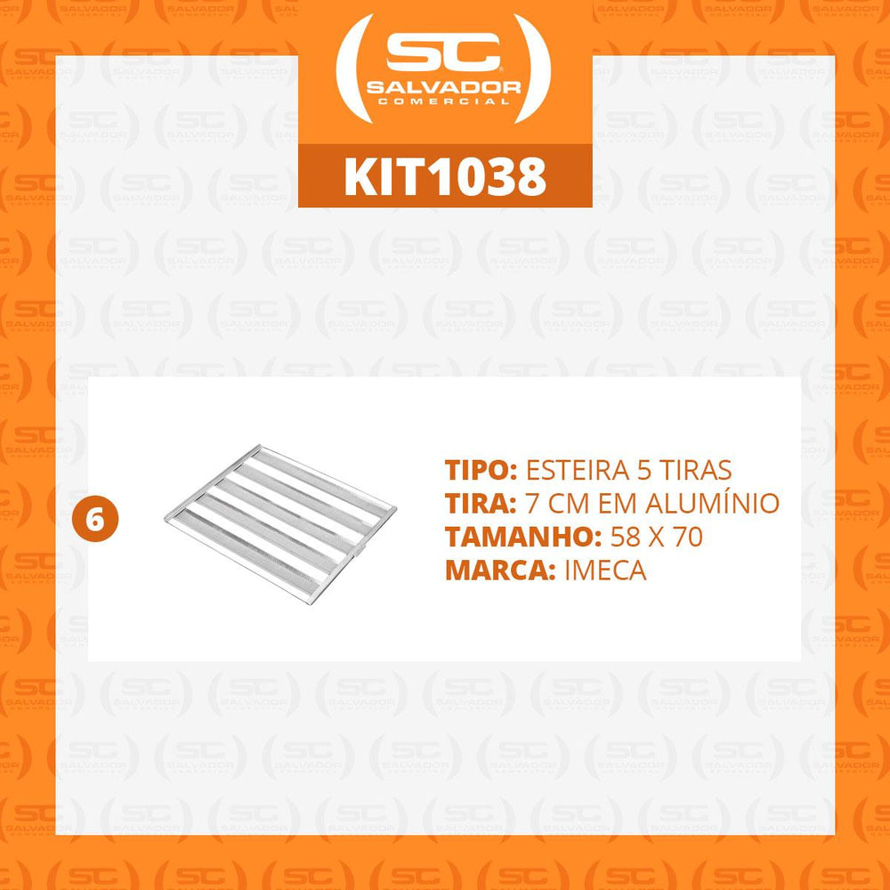 Kit 10 Esteiras Pão Francês 5 Talas Tiras Alumínio 7cm 50g 58x70cm - Imeca