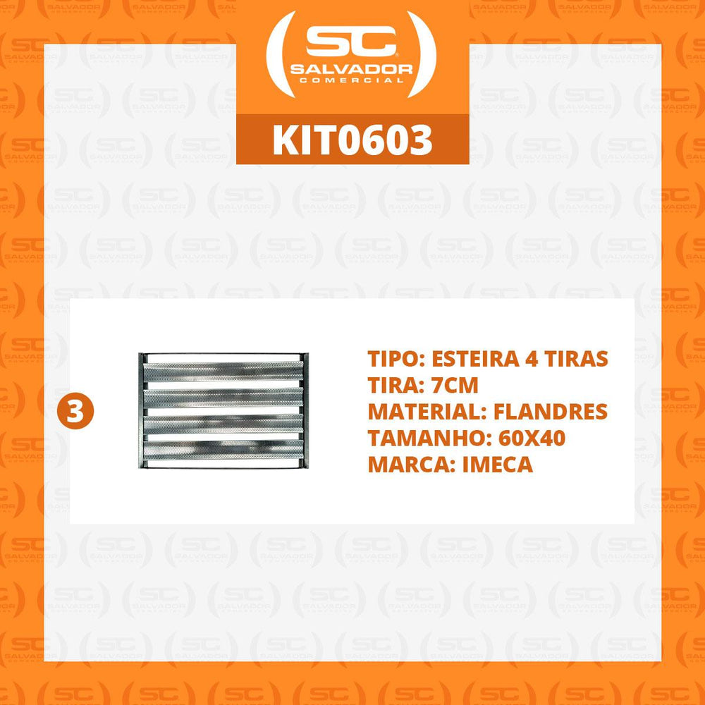 Kit 3 Esteiras Flandres Pão Francês 4 Talas Tiras 7cm 50g 60x40cm - Imeca