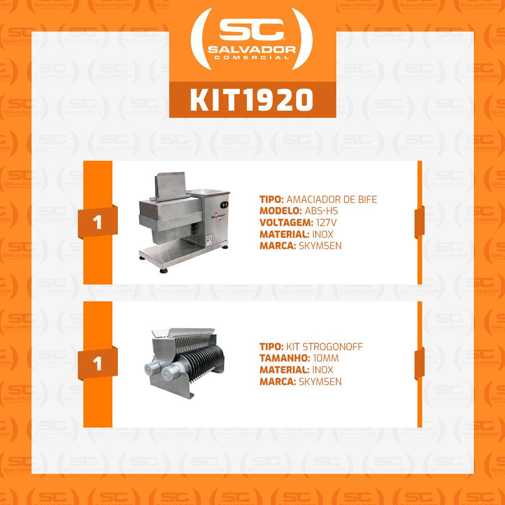 Kit Amaciador De Carne Profissional Inox ABSHD + Kit Strogonoff 10mm 127V - Skymsen