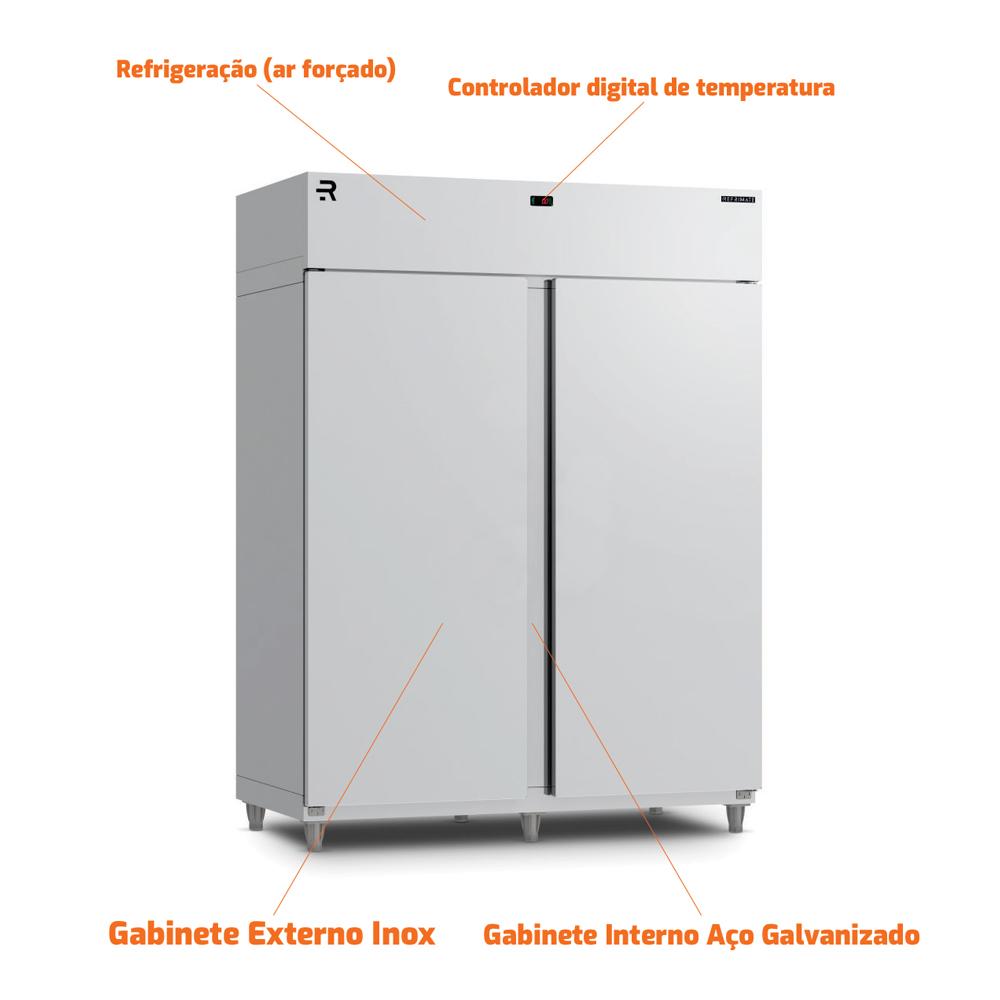 Mini Câmara Profissional Com Prateleira Resfriada 2 Portas 0°C a 7°C Ar Forçado 1900L Inox MCVR1900I 220V - Refrimate