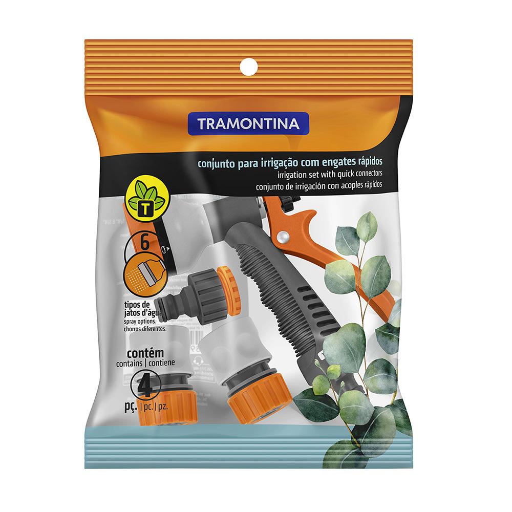 Conjunto Para Irrigação Com Engates Rápidos e Hidropistola 4 Peças - Tramontina 78583610