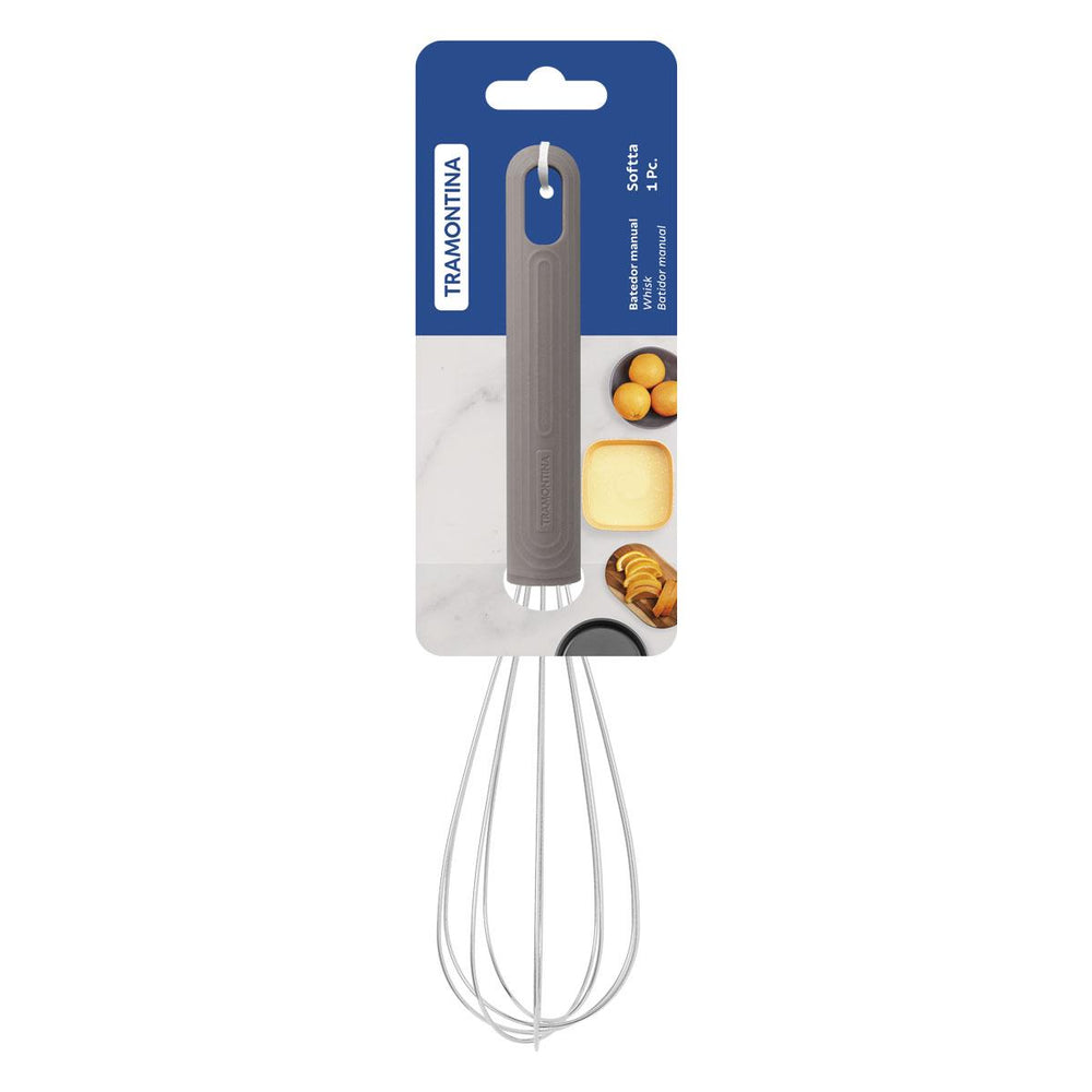 Batedor Manual Softta em Aço Inox Com Cabo Emborrachado Cinza - Tramontina 25859160