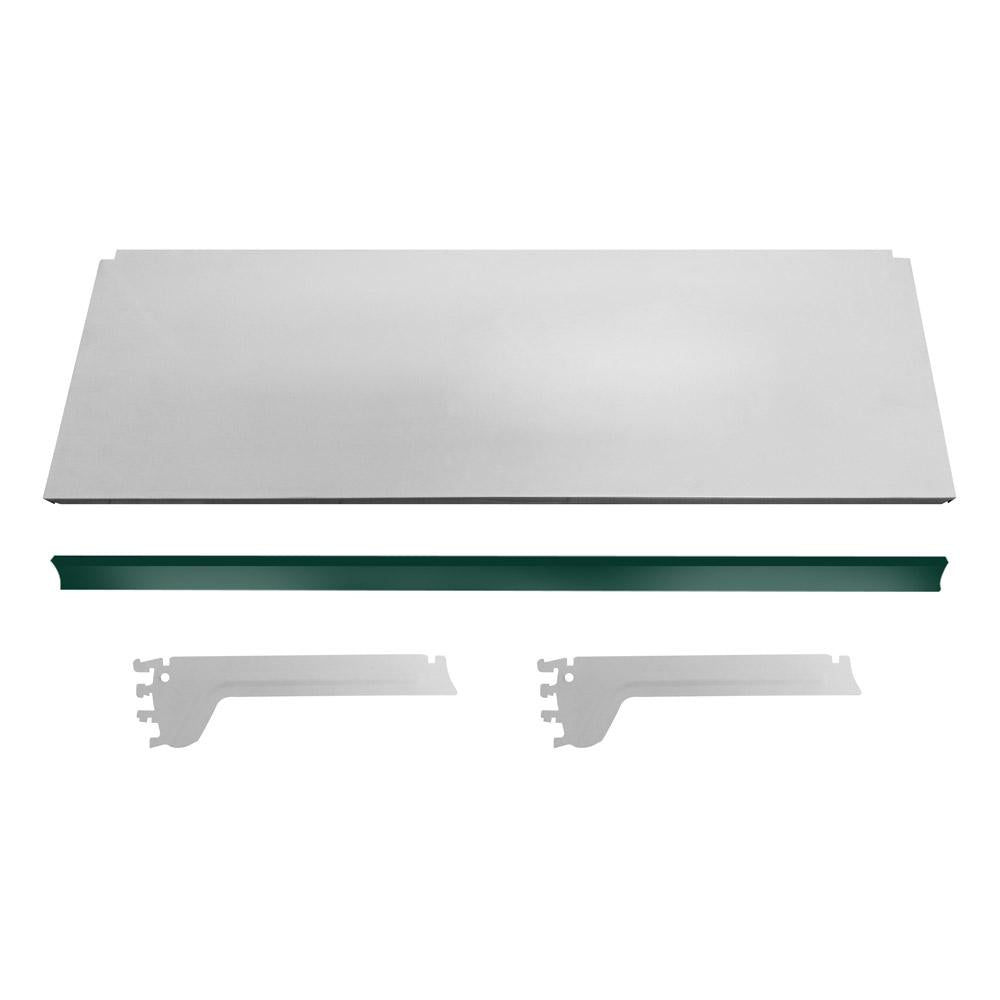 Kit 3 Bandejas Prateleira 30x91 para Gôndolas New Plus Com Porta Etiqueta Verde - SA Gôndolas