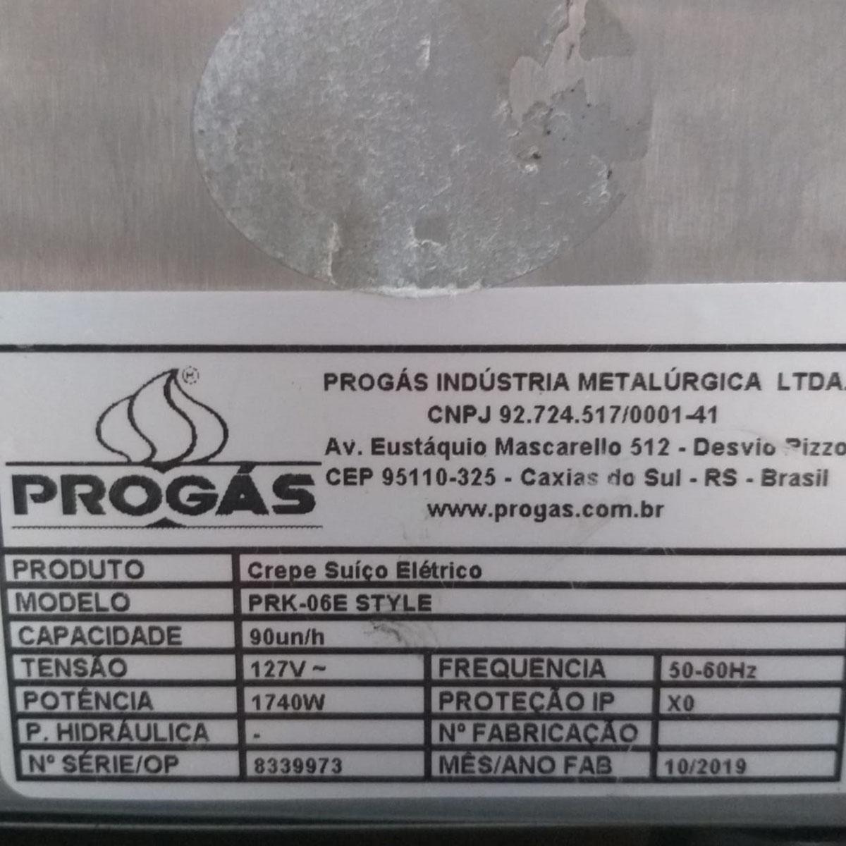 Semi - Prensa Elétrica de Crepes Suíço 06 Cavidades Prk-06 Style 127v - Progas