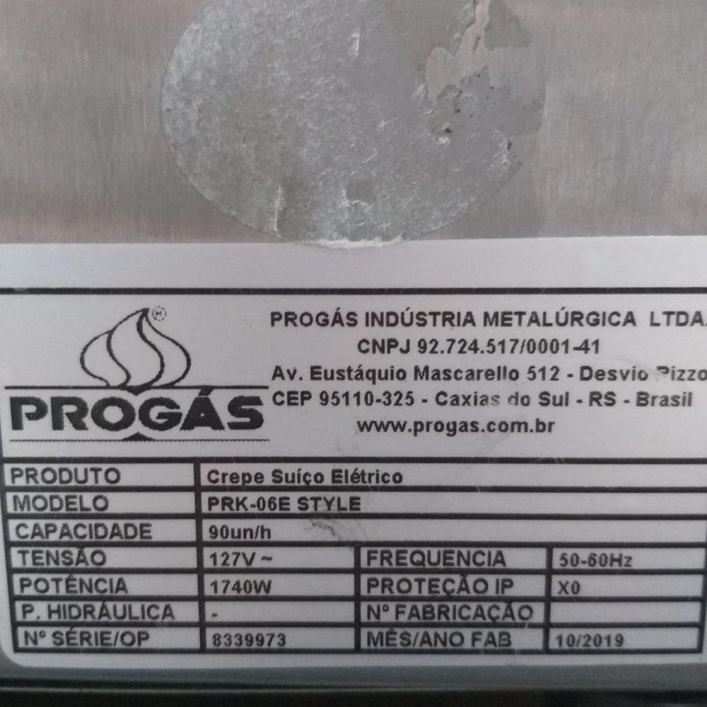 Semi - Prensa Elétrica de Crepes Suíço 06 Cavidades Prk-06 Style 127v - Progas
