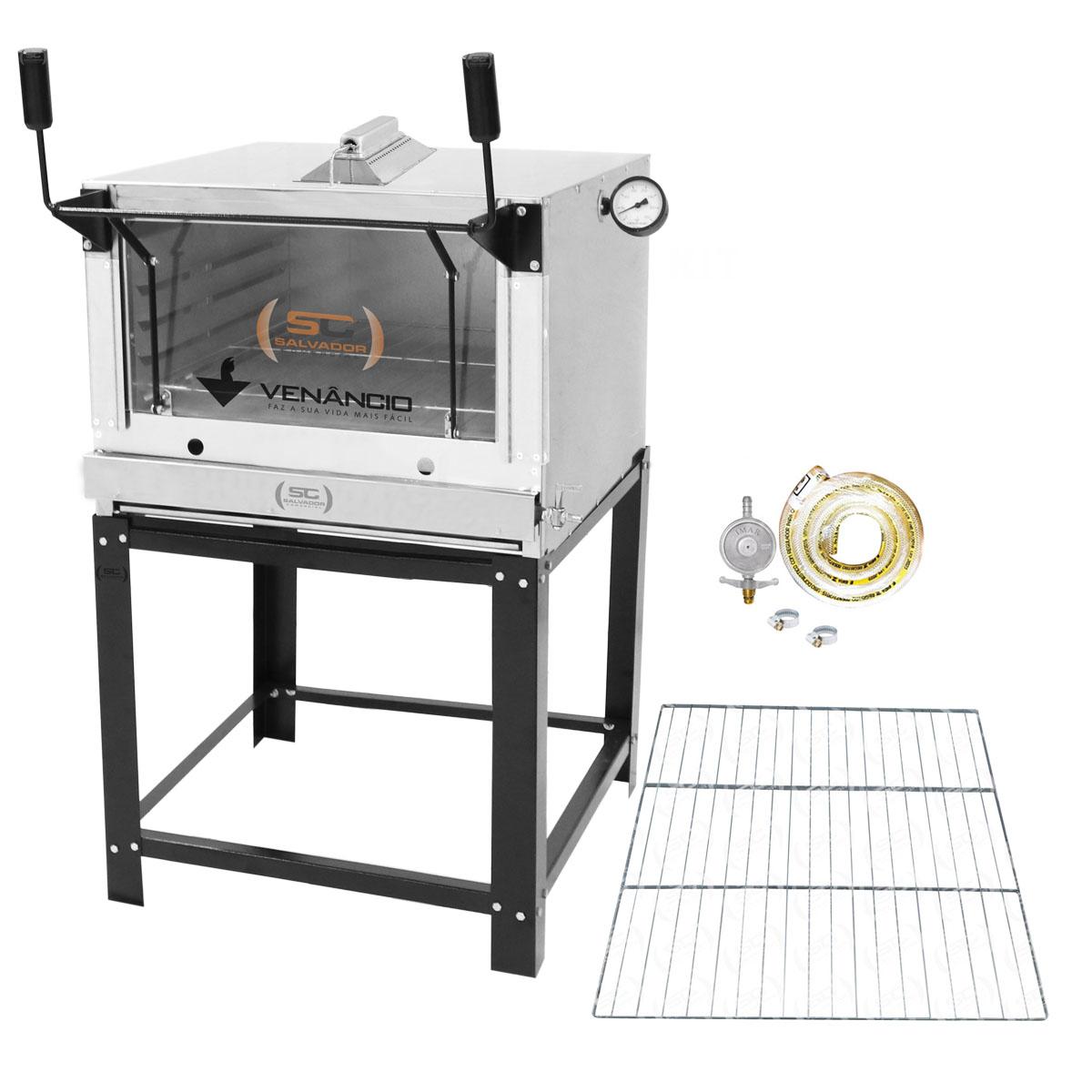 Kit - Forno Gás Industrial Roma Inox Infravermelho Firiv80 + Grade Extra + Kit Gás