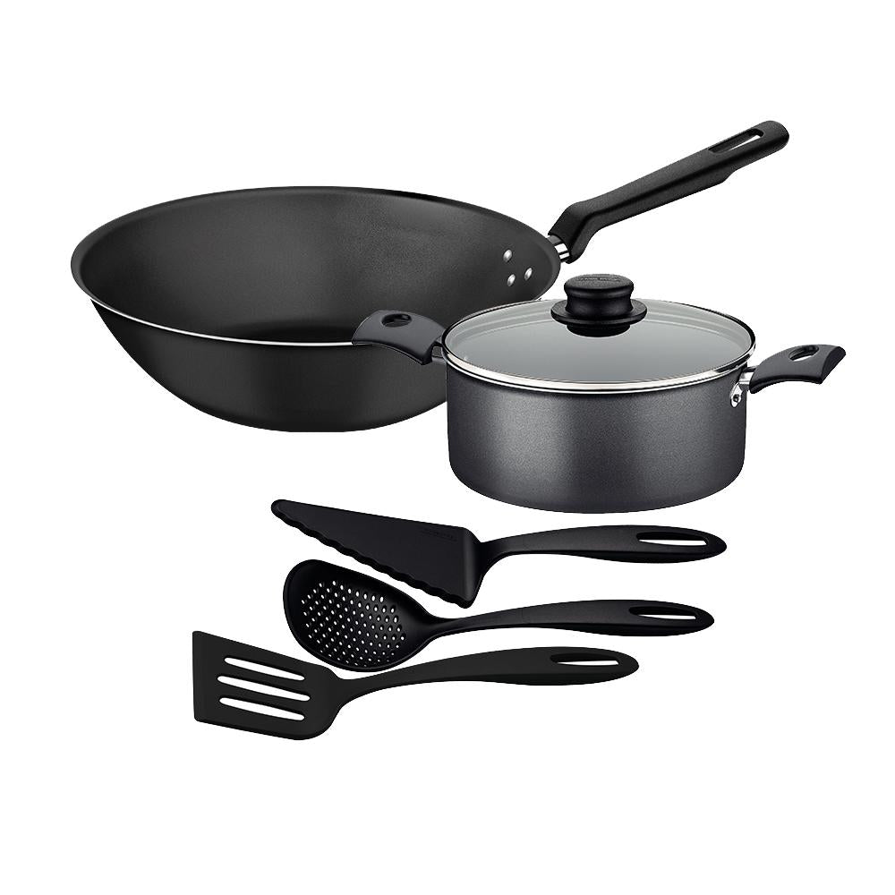 Caçarola Turim Alumínio Chumbo Antiaderente 2,0l + Wok Loreto 3,6l + Utensílios Ability - Tramontina