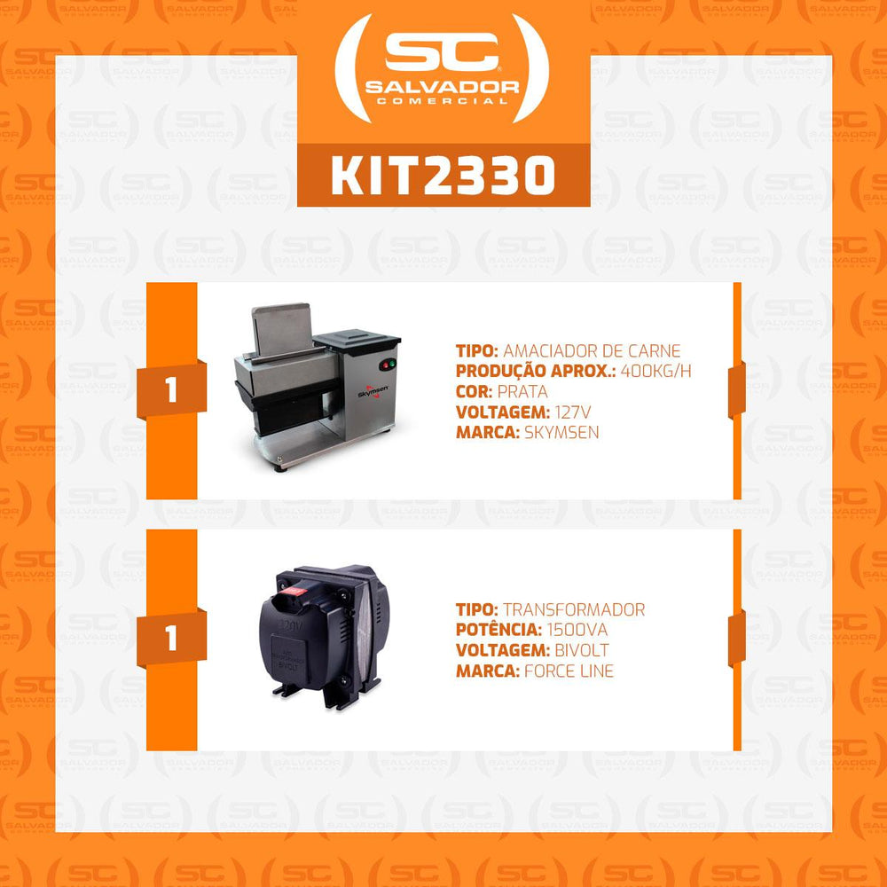 Kit Amaciador De Carne Profissional Inox AB + Transformador Bivolt - Skymsen