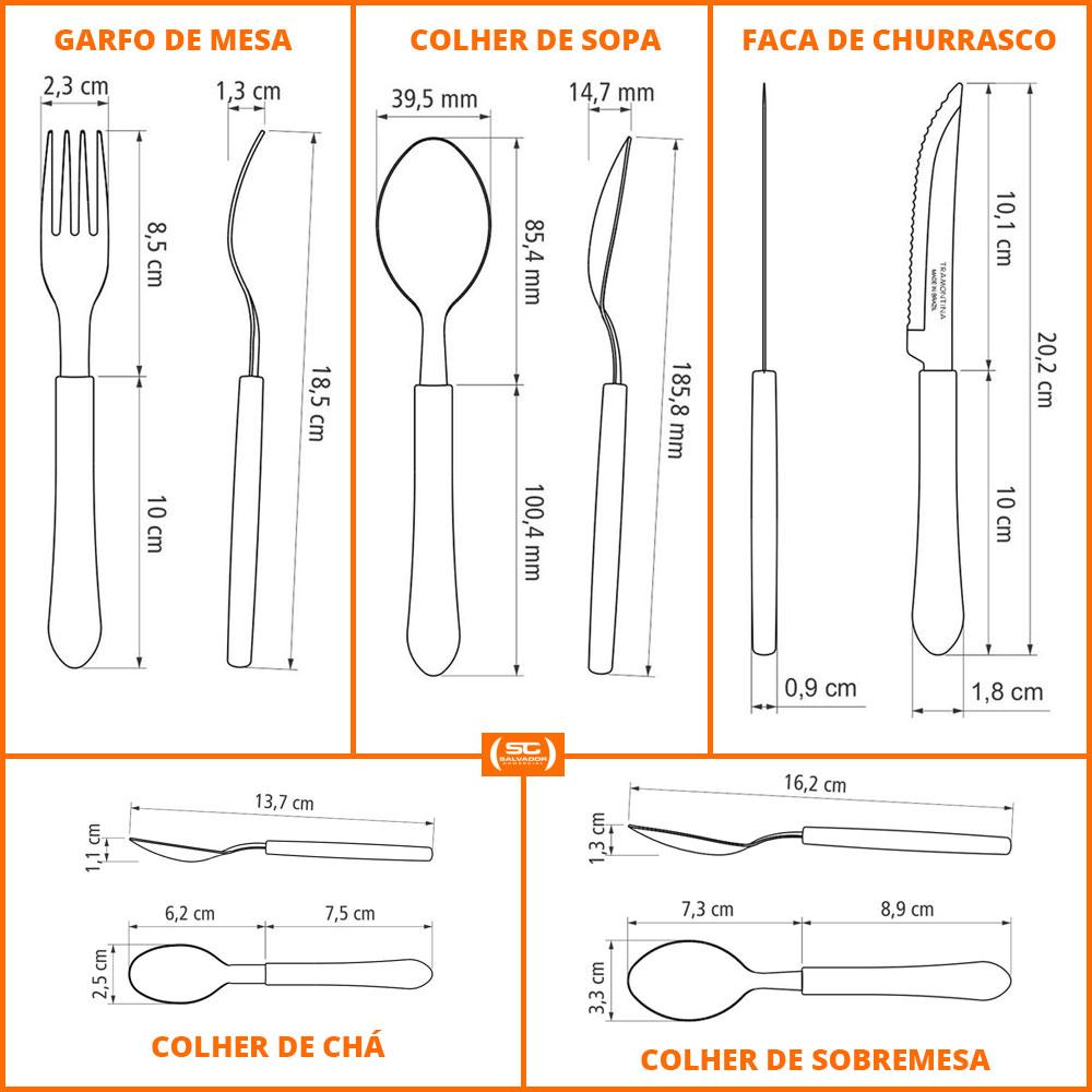 Faqueiro Leme 60 Peças Lâminas Em Aço Inox Cabo Preto Pbag - Tramontina