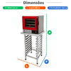 Forno Turbo Elétrico Prp-004 Digital Vermelho 220v Progás + Mesa Bancada Inox 430 8 Níveis Imeca