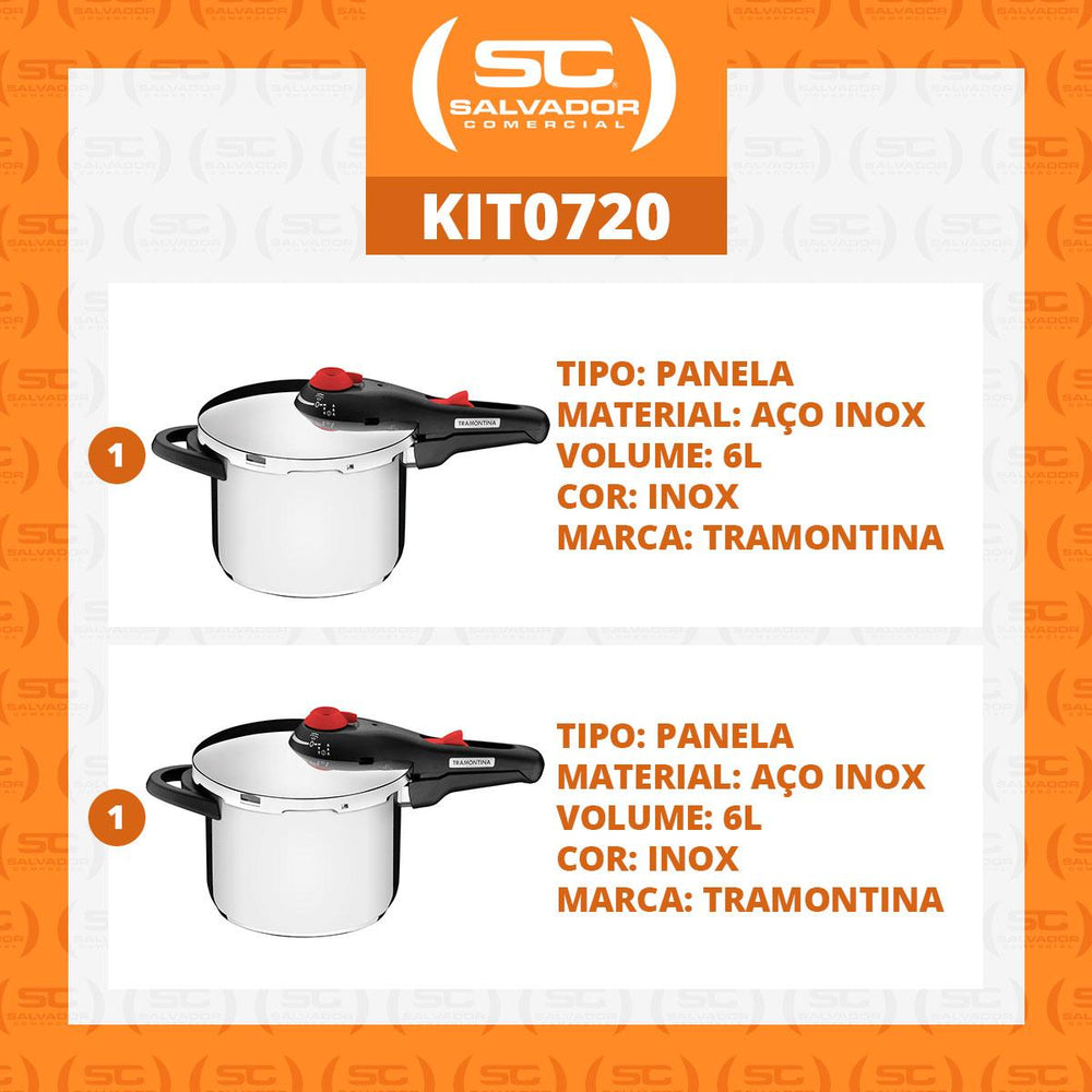 Kit Panela de Pressão 6l Aço Linha Solar + Panela de Pressão 6l Aço Linha Solar - Tramontina