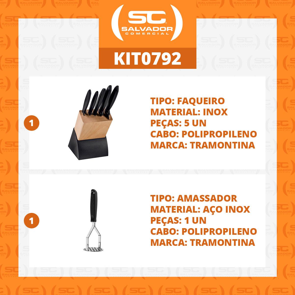 Kit - Faqueiro Plenus 6 Peças + 1 Amassador de Batata e Feijão - Tramontina