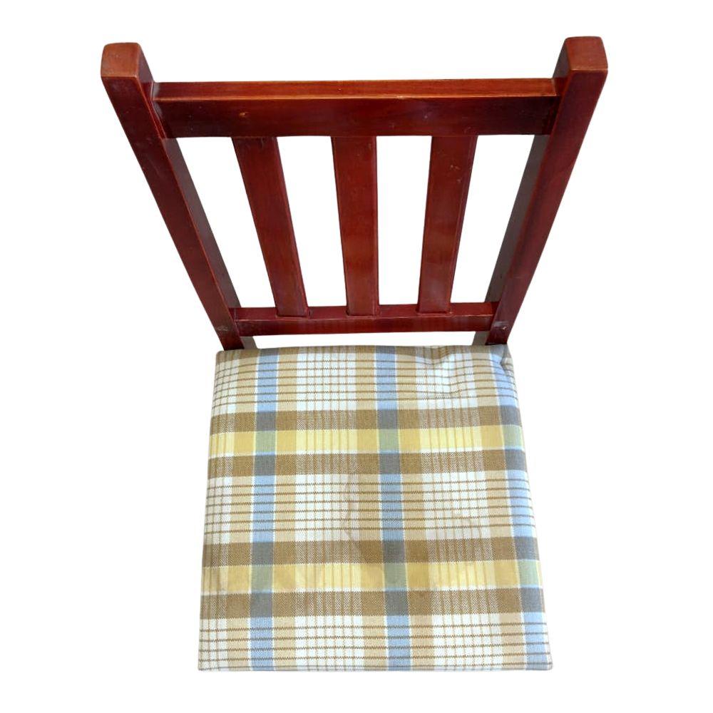 SEMINOVO - Cadeira Madeira Veneza Pés Retos Mogno Com Estofado Listrado - Disa Móveis