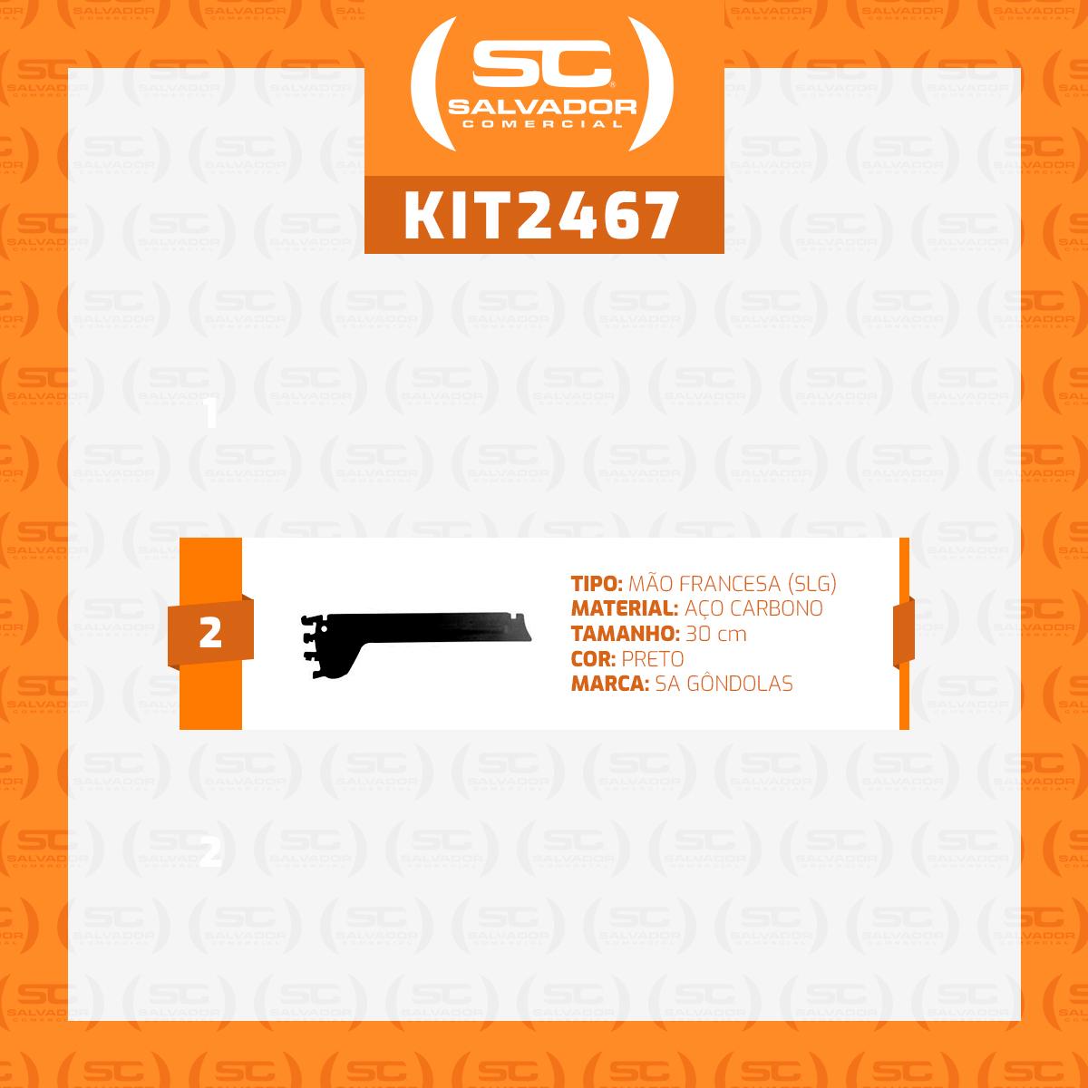 Kit 2 Mão Francesa Apoio Para Bandeja 30cm Slg Gôndolas New Plus Preto - Sa Gôndolas
