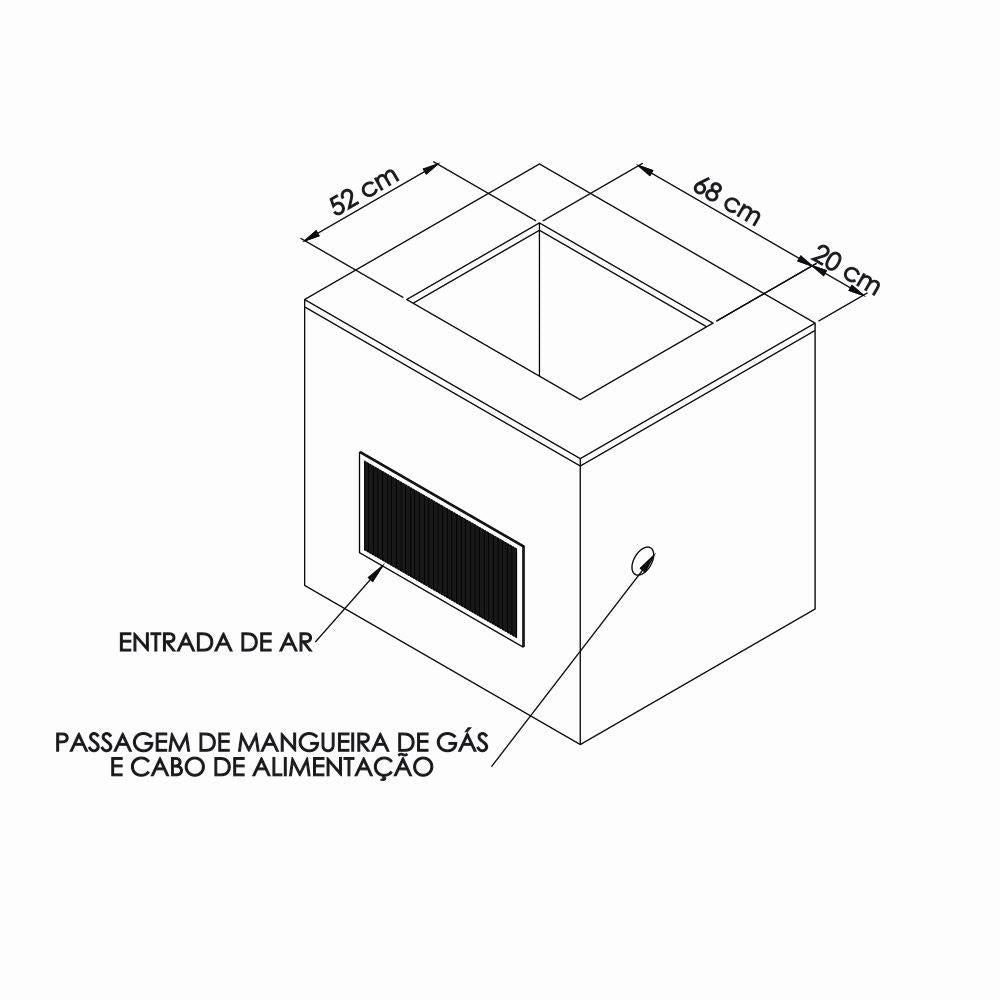 Churrasqueira a Gás de Embutir Inox Gourmet Top Chef TCIN50 Bivolt - Venax 26952