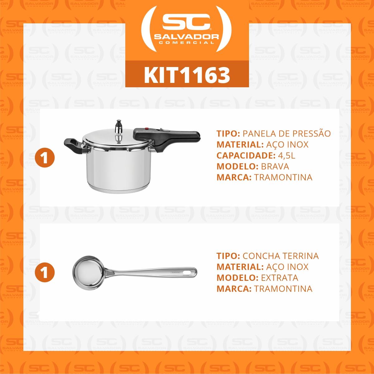 Panela de Pressão 4,5l Aço Inox Brava + Concha Inox Extrata - Tramontina
