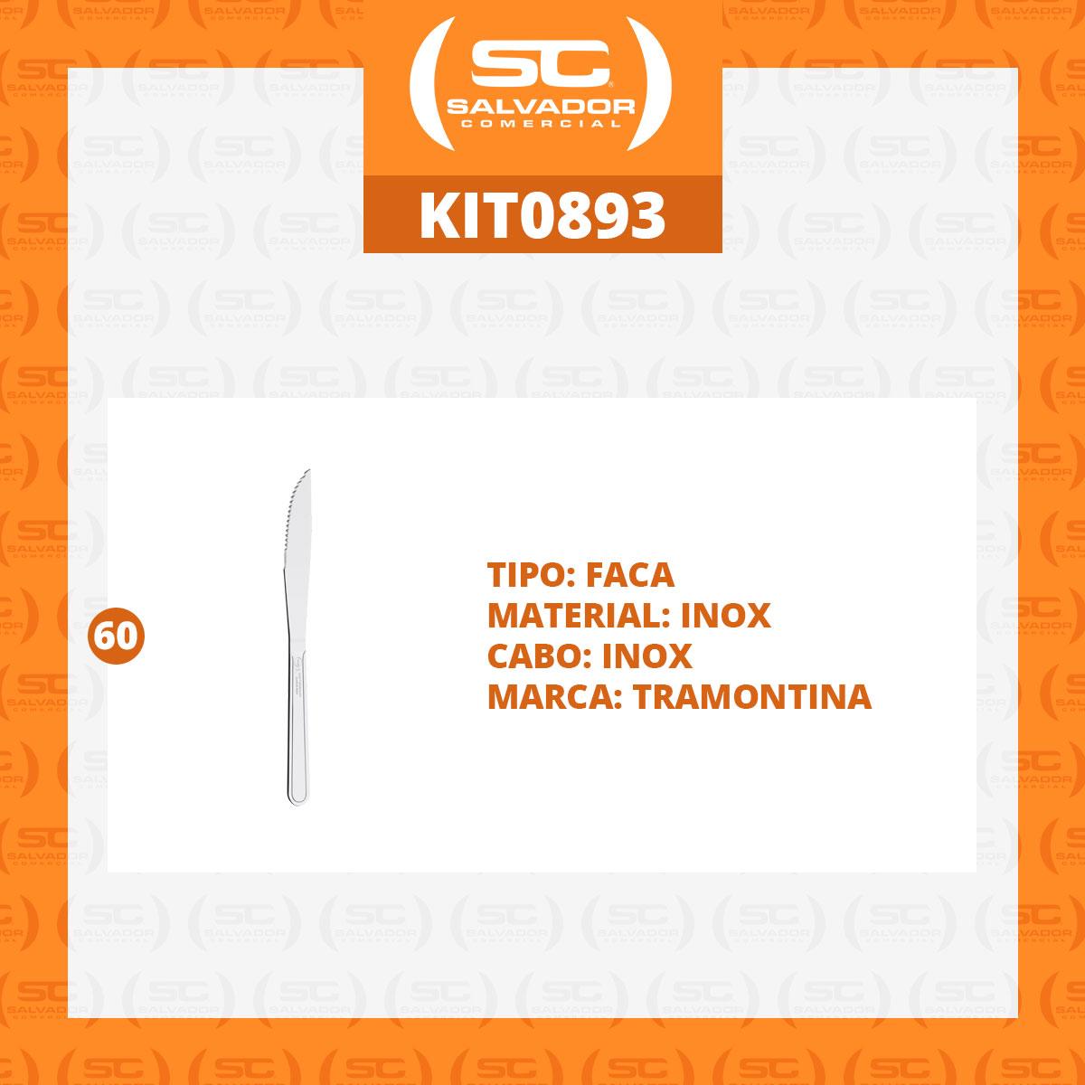 KIT - 60 Facas para Churrasco Buzios em Aço Inox 4 POL FIBAG - Tramontina