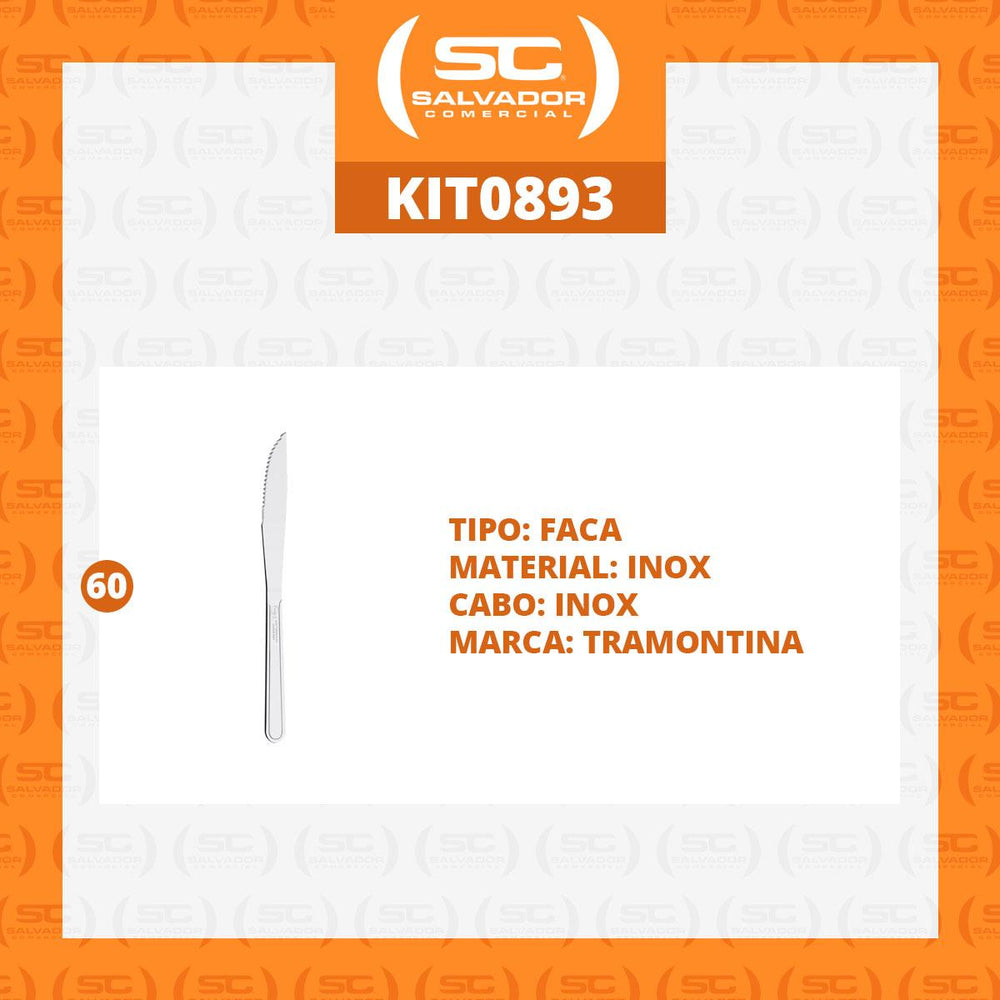 KIT - 60 Facas para Churrasco Buzios em Aço Inox 4 POL FIBAG - Tramontina