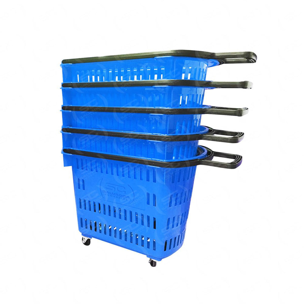Kit 5 Cestos Grande Com Rodízio D300 Cód. 3300 Azul - Della Plast