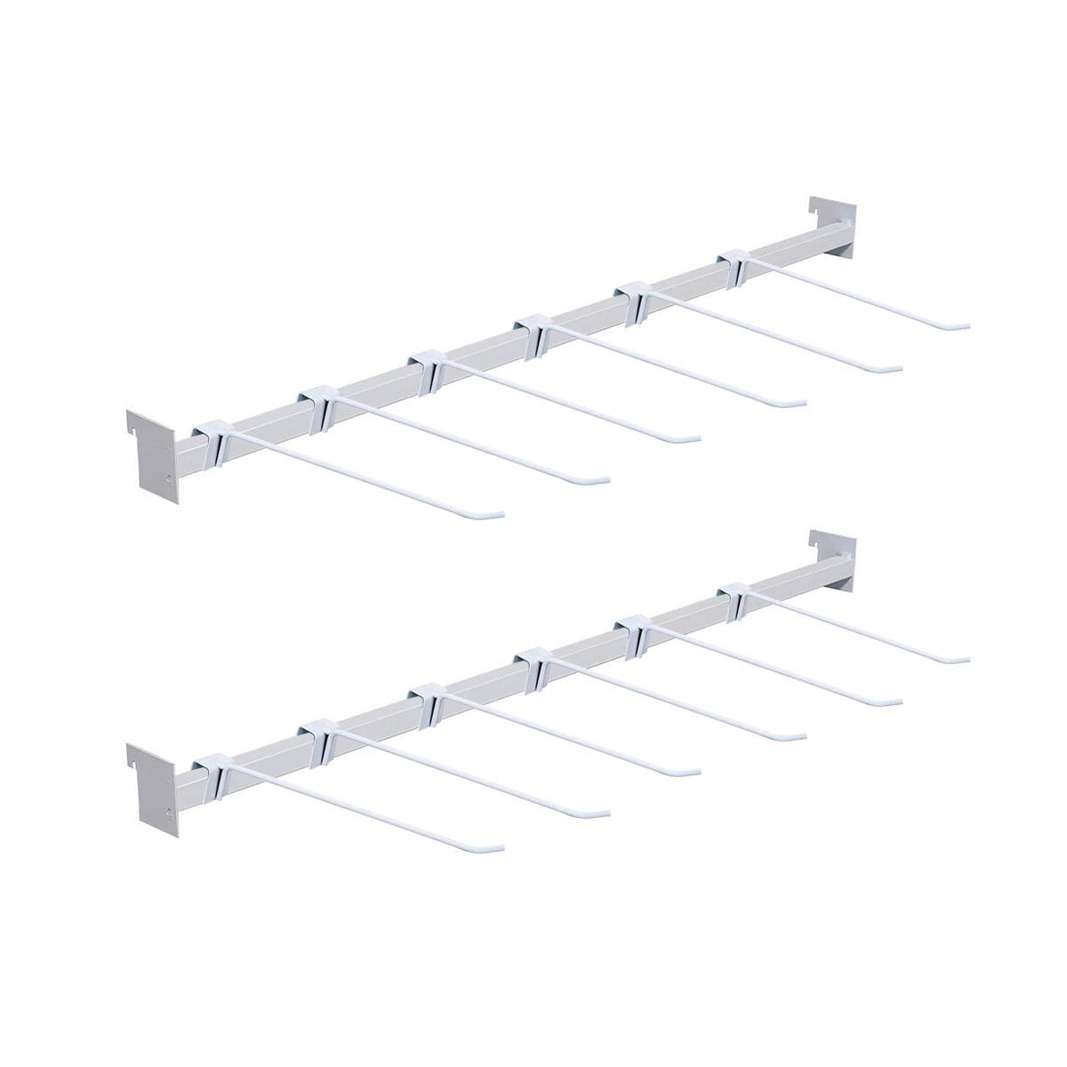 Conjunto 2 Réguas 92cm e 12 Ganchos Simples 30cm Para Gôndolas Premium Flex Branco - Amapá