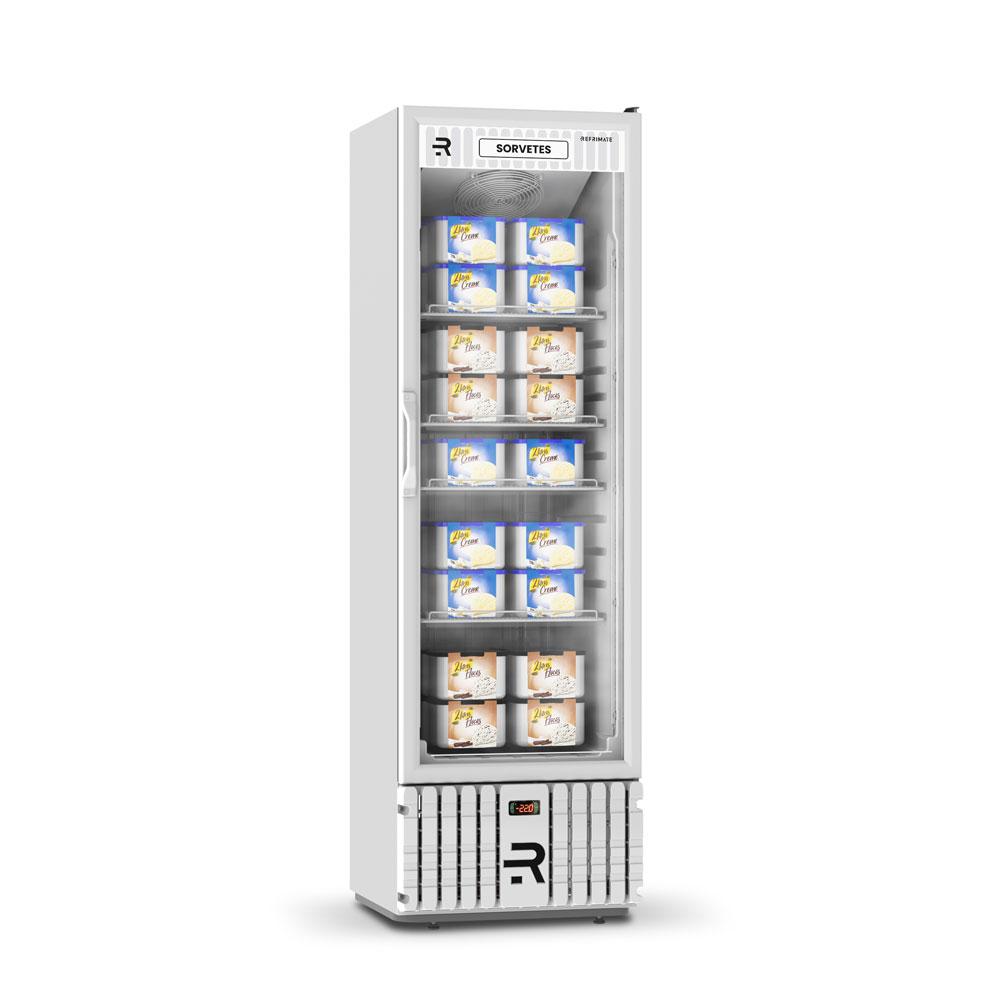 Freezer Vertical Branco 400 Litros Porta De Vidro Aquecida Ar Forçado -22ºC VCS400PVBB 220V - Refrimate