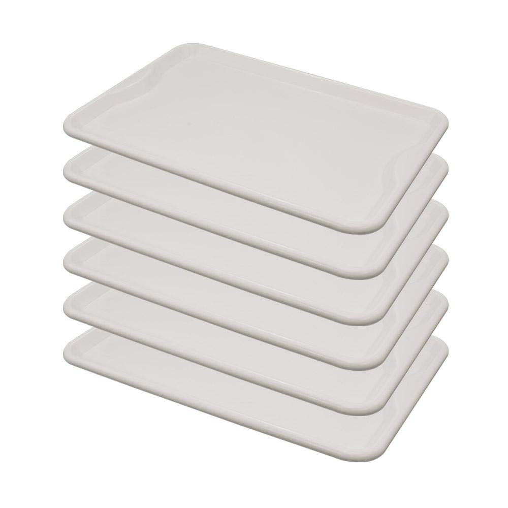 Conjunto 6 Bandejas Plásticas Self-Service Refeição 48x32,5x2 BR-100 Branca - Della Plast