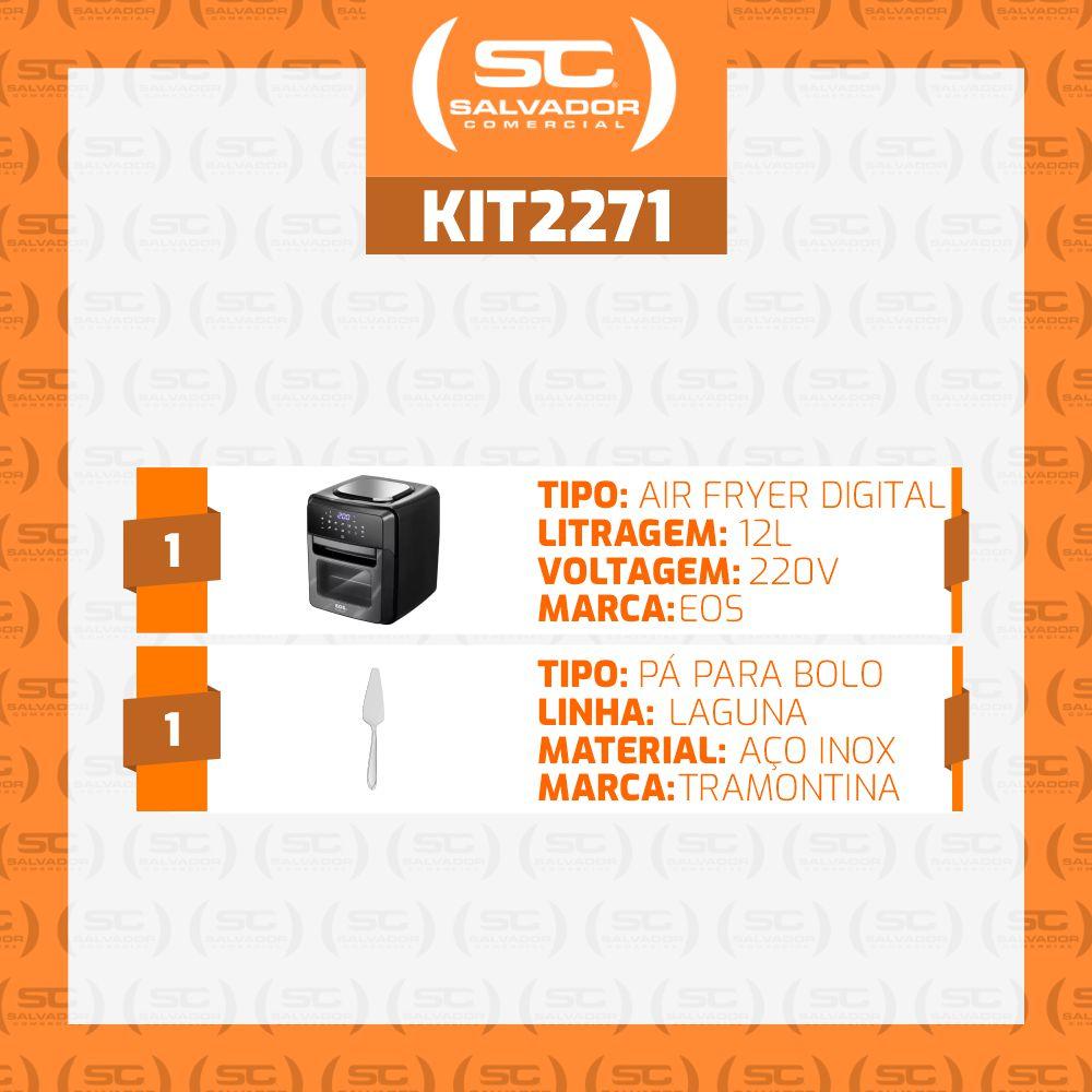 Kit Air Fryer Fritadeira Digital EAF12T 220V EOS + Pá Para Bolo Laguna Tramontina
