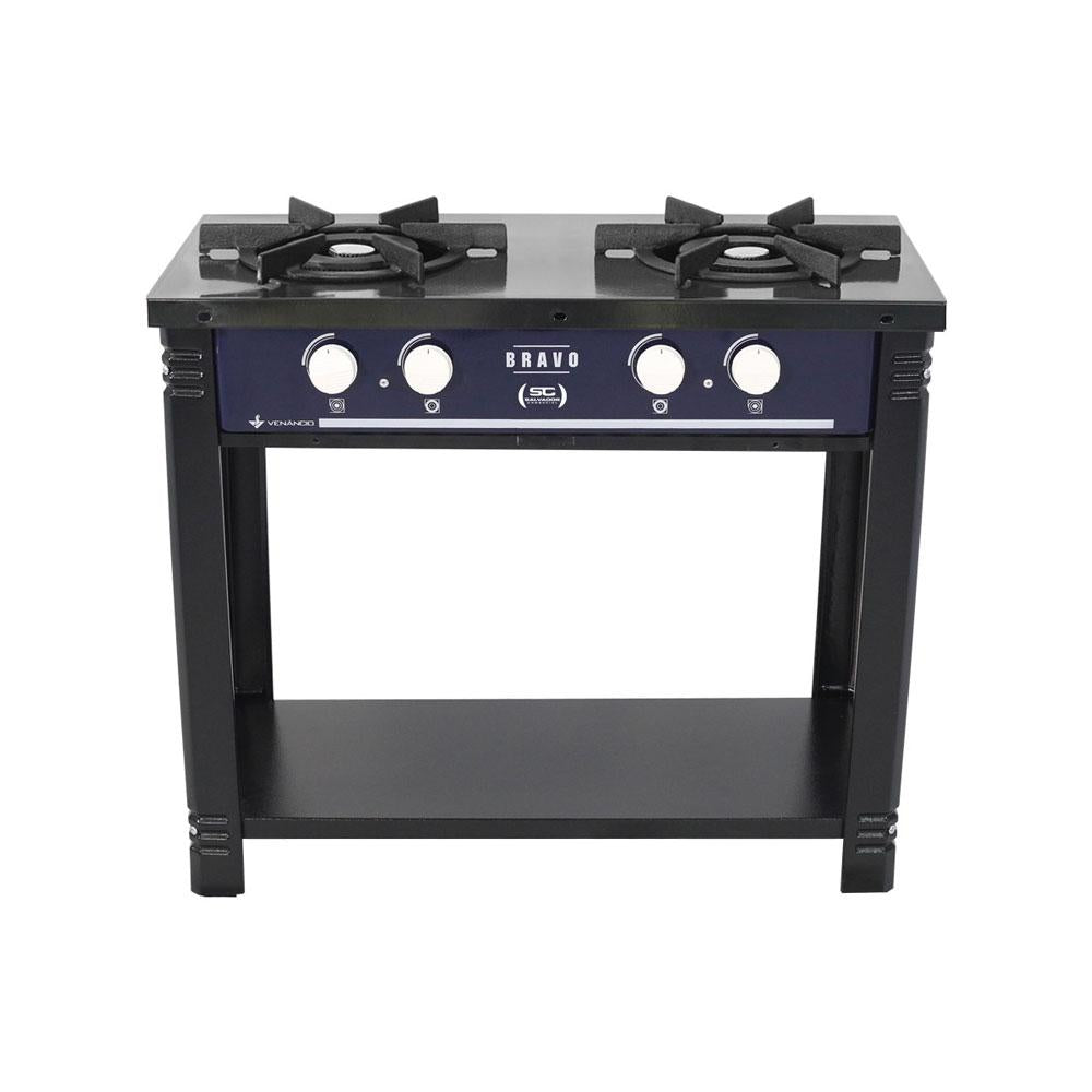 Fogão Industrial 2 Bocas a Gás Baixa Pressão Esmaltado Bravo Azul BR2B – Venâncio