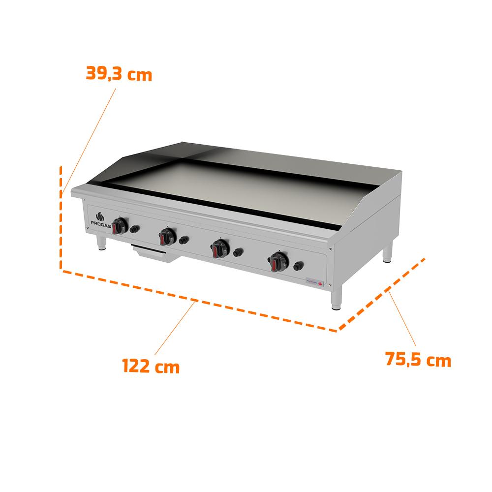 Chapa Lanche Bifeteira a Gás Profissional Para Lanchonetes Inox 120cm PRO-120CH - Progás P44606