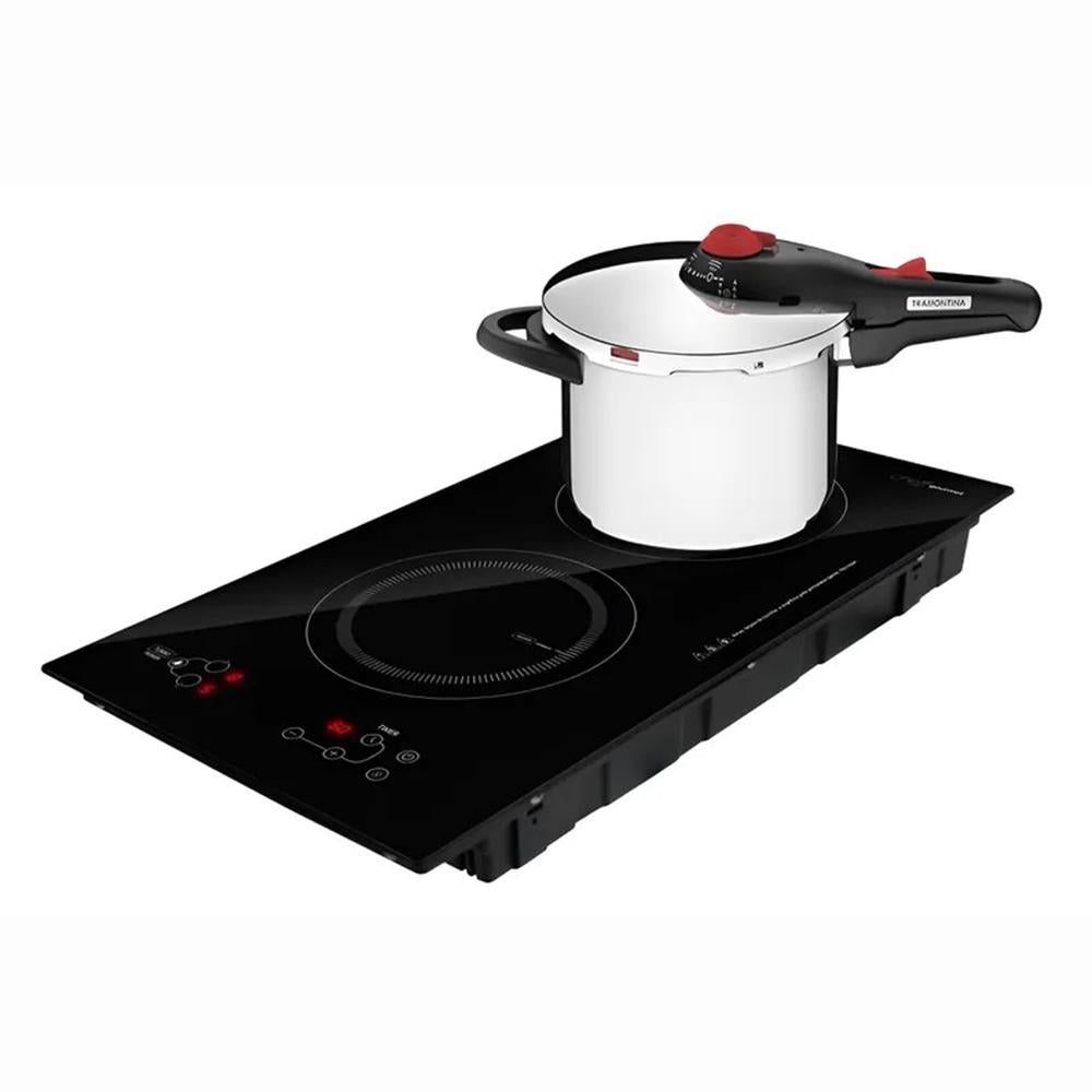 Kit Fogão Cooktop De Indução 2 Bocas Elétrico ECI02EP 220V EOS + Panela De Pressão Inox Solar 6L